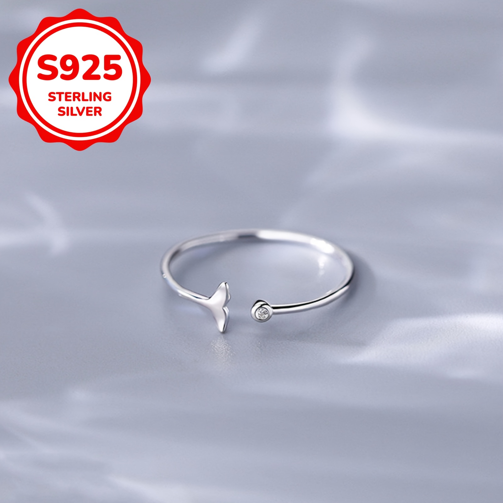 S925 Silver Mermaid Tail Open Ring for Women Spring Summer
